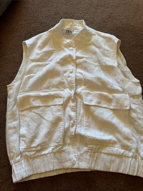 Zara Cream Sleeveless Utility Vest